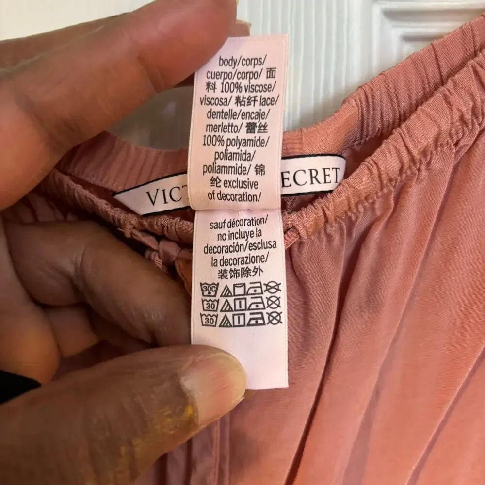 Victoria’s Secret Coral Lace Trim Camisole Drawstring Pants Pajama Set, Sz XL - Picture 9 of 13